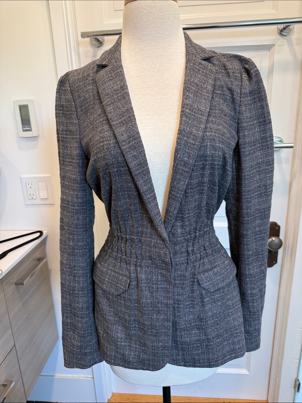 Piazza Sempione Gray Tailored Waist-Defined Blazer